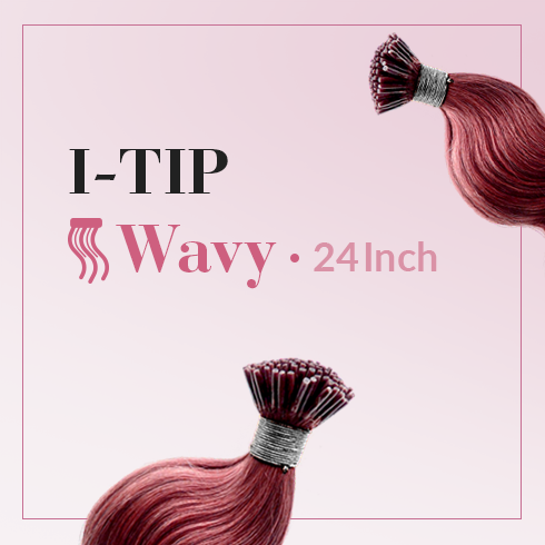 I-Tip 24 Inch Wavy 100% Full Cuticle Hair Extensions